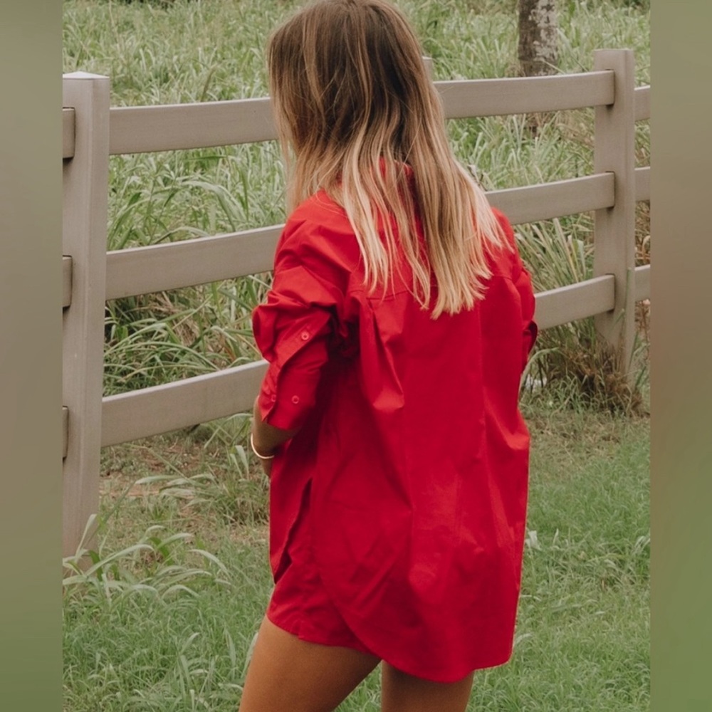 Selling Daily Drills red button up shirt (color of the season)
